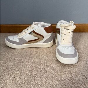 MKS Women’s High-Top Sneakers | Size 7 | Neutral White Tan Gray